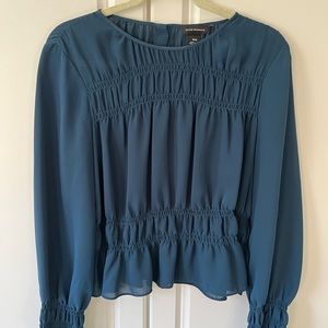 Club Monaco smocked long sleeve top, Size M, Teal